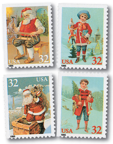 3008-11 - 1995 32c Contemporary Christmas: Santa and Children 