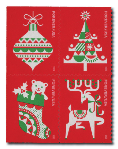 US 2020 HOLIDAY DELIGHTS S/A FOREVER CHRISTMAS STAMPS BOOKLET PANE 20  REINDEER