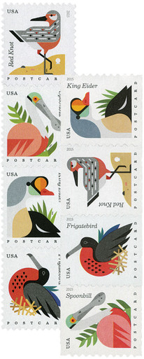 Four 4 unused postage stamps // Coastal birds // postcard rate