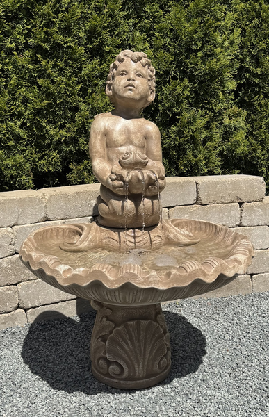 37" Smiling Cherub Fountain