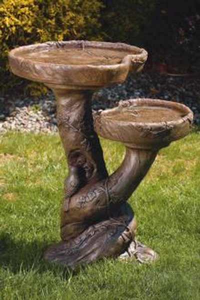31" Double Woodscape Birdbath
