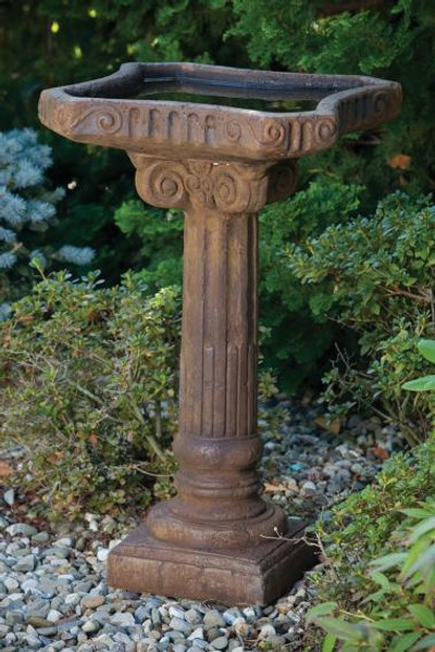 31" One Piece Distressed Fluted Birdbath