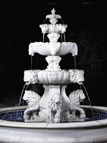 114" Lion Fountain , XL w/ Lion Pedestal & Bowl (plumbed)