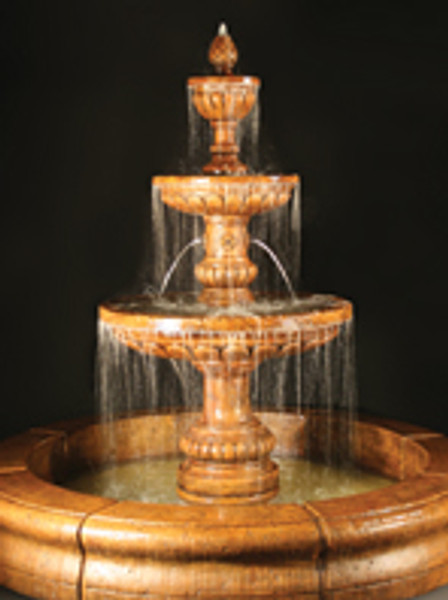 94" Mediterranean Fountain with Plumbed Spacer and Fiore Pond, Gray