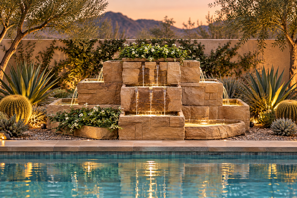 38" Stone Courtyard Cascade Fountain