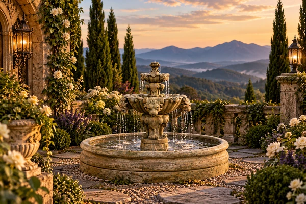 40" Lion Fountain, Small with 46" Basin