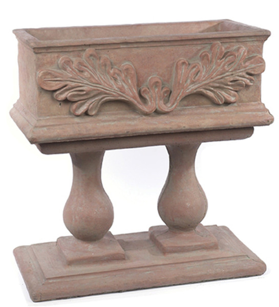 32" Rectangle Leaf Planter with Two Column Pedestal