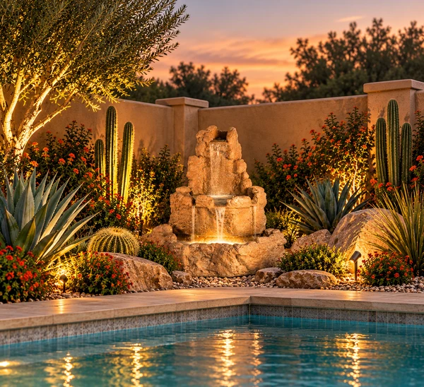 50" Corner Rock Fountain, Medium