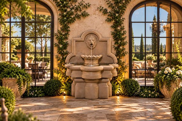 48" Lion Quatrefoil Wall Fountain, Small