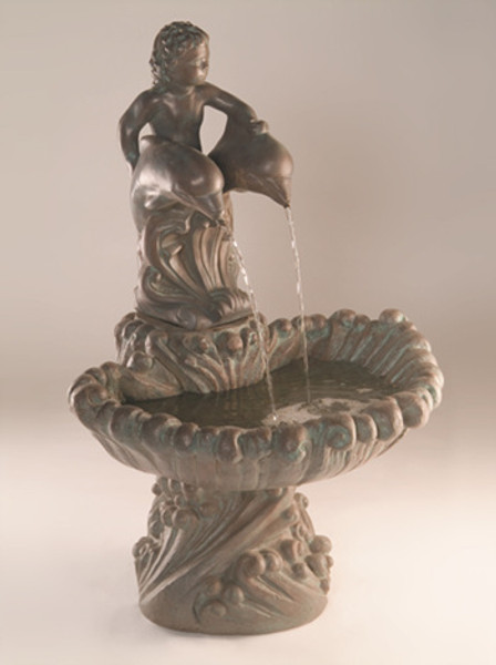 49" Boy on Dolphins Fountain