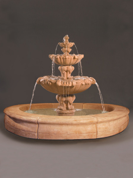 60 " Vesuvio Fountain with Fiore Pond, Gray