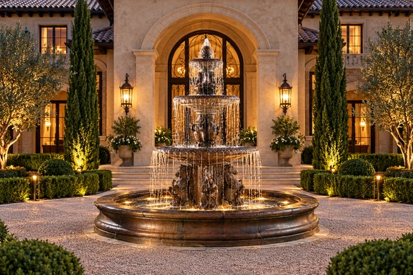 130" Cavalli Fountain 3 Tier with 12" Bracci Pond