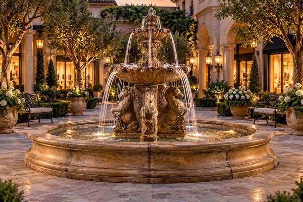 103" Cavalli Fountain, 2 Tier with 12' Bracci Basin