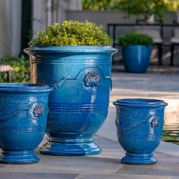 Coquille Anduze Urn S/3 - Cerulean Blue