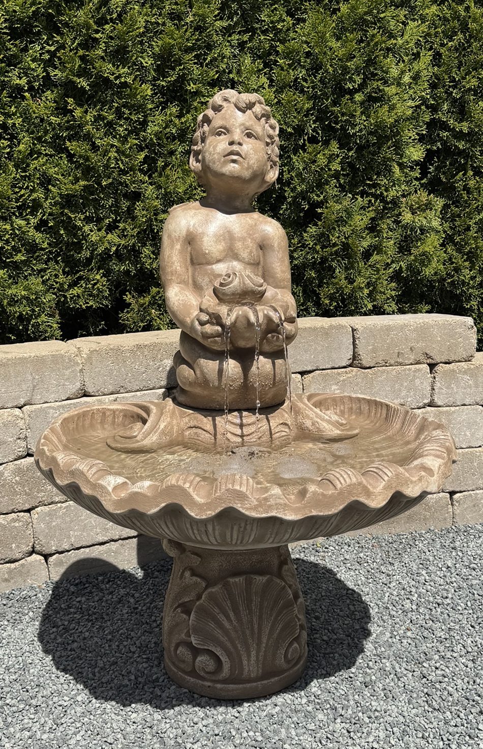 37" Smiling Cherub Fountain