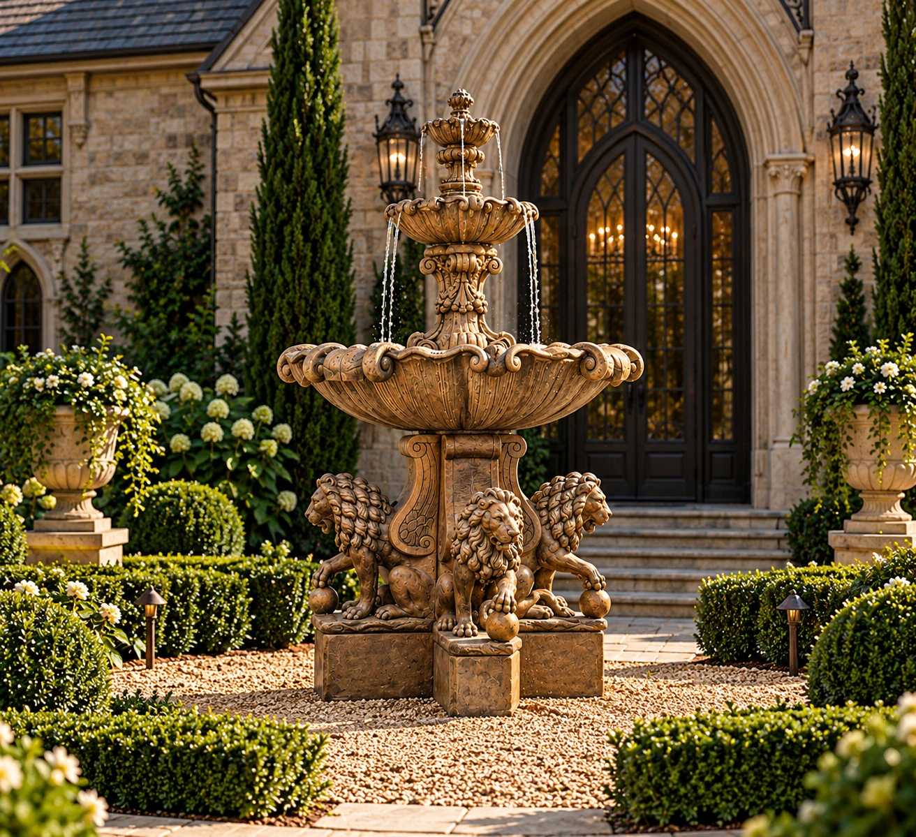 103" Extra Large Vesuvio Fountain with Lion Pedestals