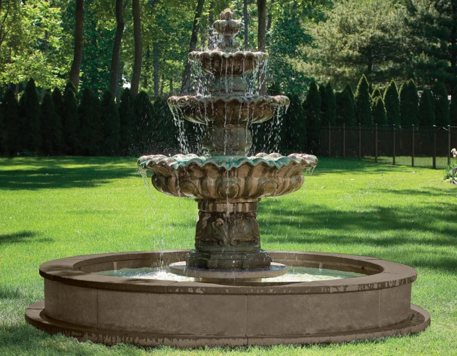 94" Three Tier Scallop Fountain on 8' Modular Pool