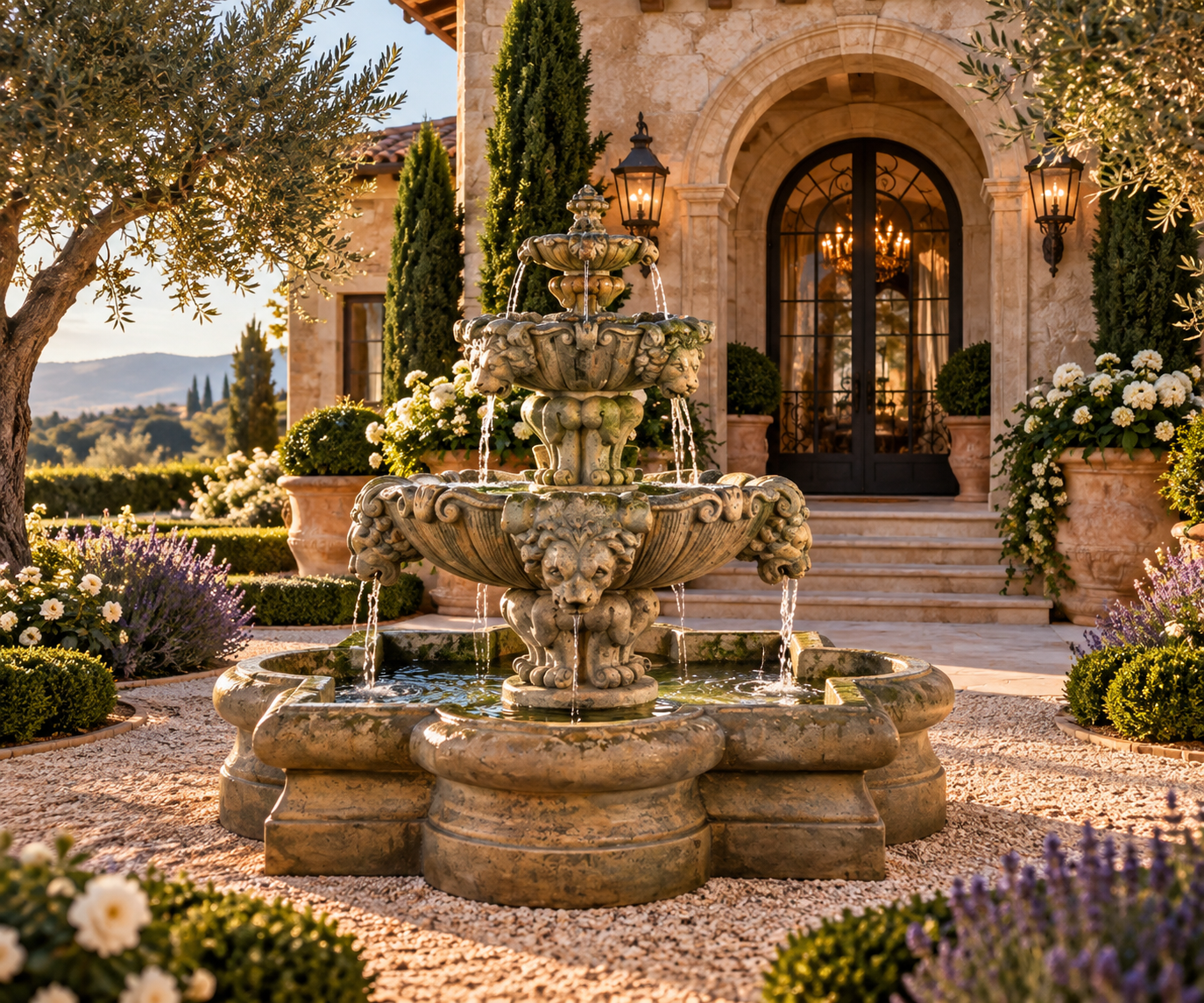 66" Courtyard Lion Fountain