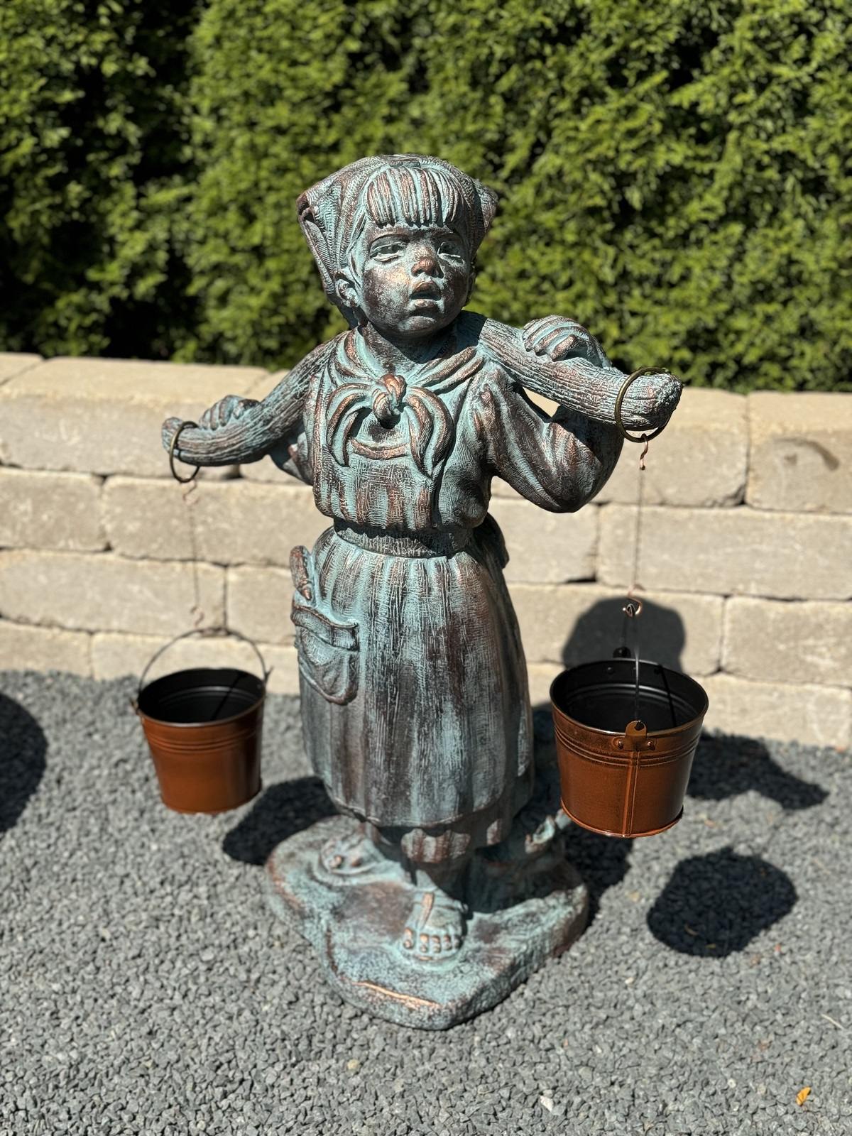 30" Milkmaid Planter with Copper Pails