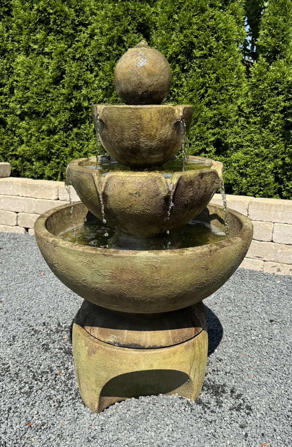 39" Low Stone Vessels Fountain on Pedestal, 4 PC