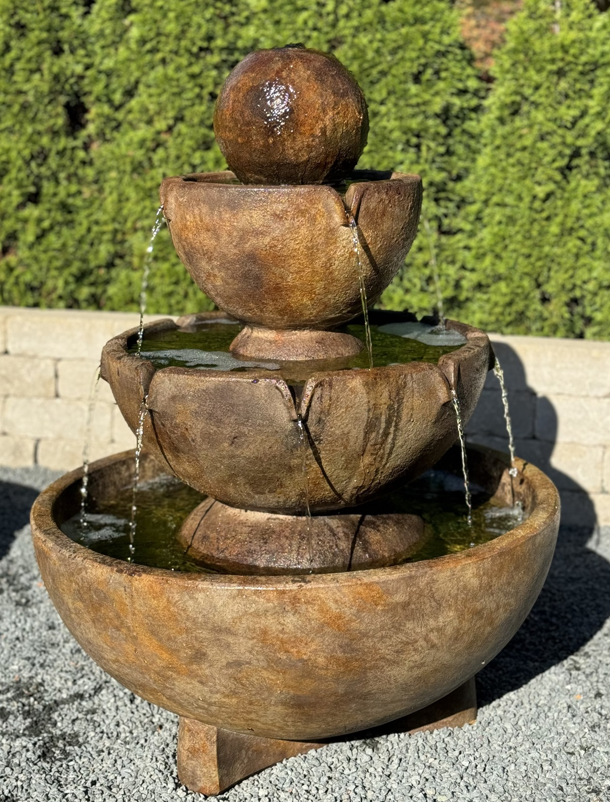 39" Tall Stone Vessels Fountain, 3 PC