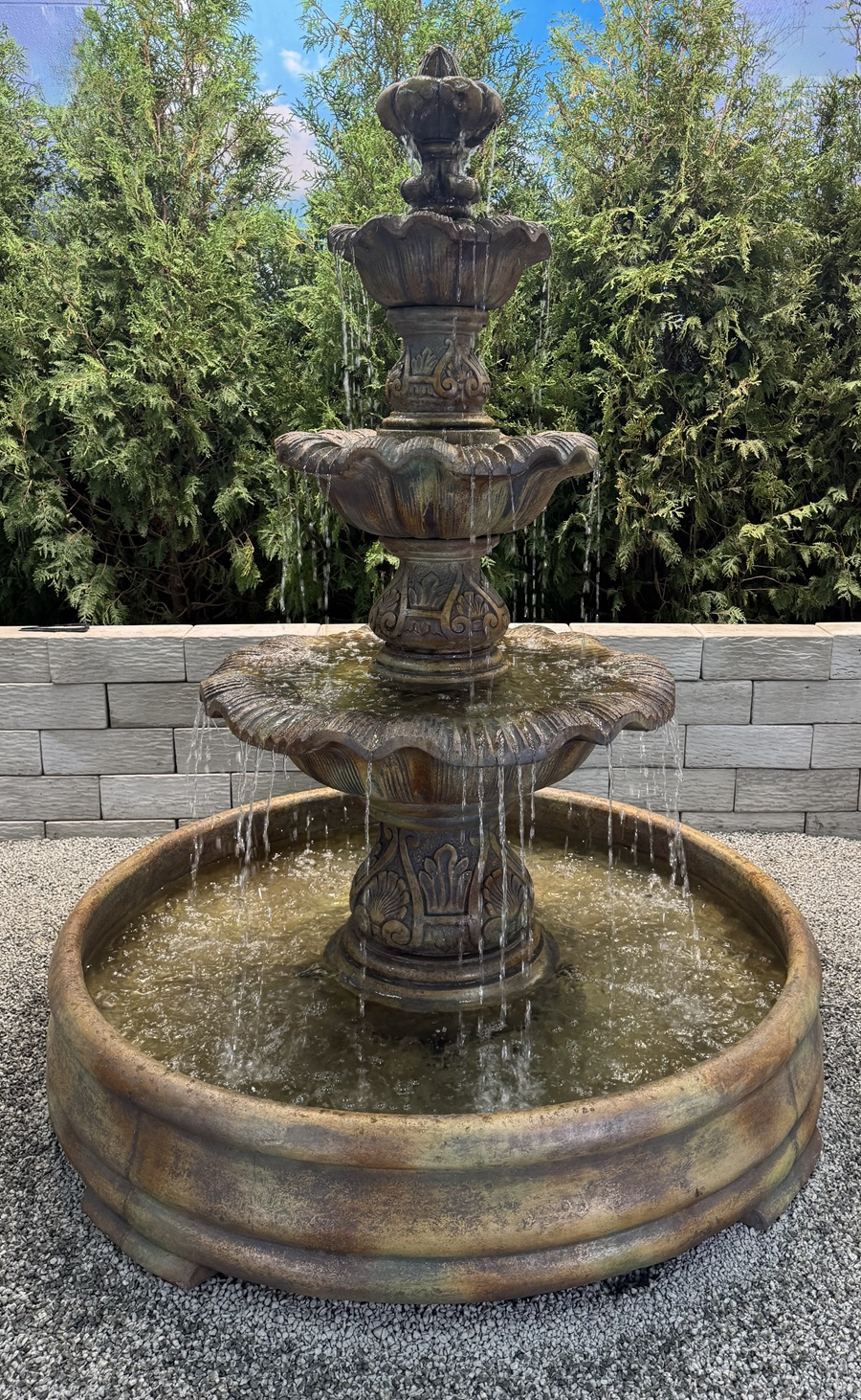 70" Three-Tier Renaissance Fountain in Grando Pool