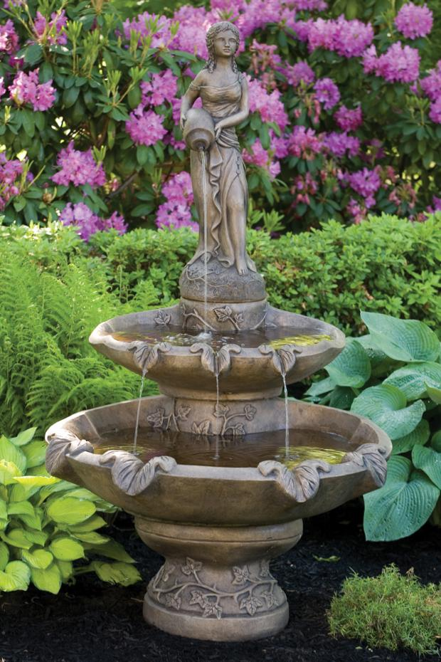 70" Two Tier Large Girl Holding Jug Fountain
