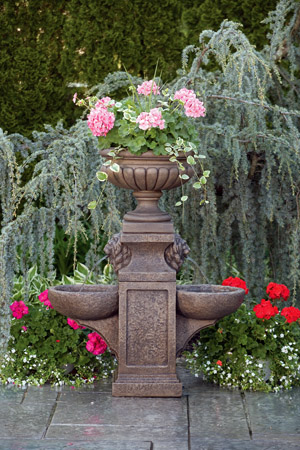 Massarelli's Lion Head Concrete Fountain with Milano Planter Urn - Thumbnail 5