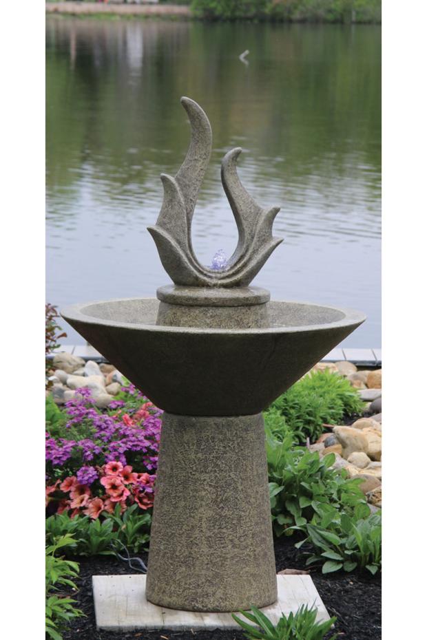 Garden Petal Point Concrete Fountain w/Lights
