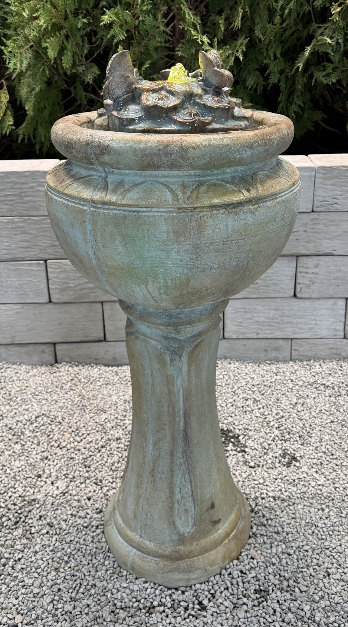 36" Tall Butterfly Patio Bubbler Fountain