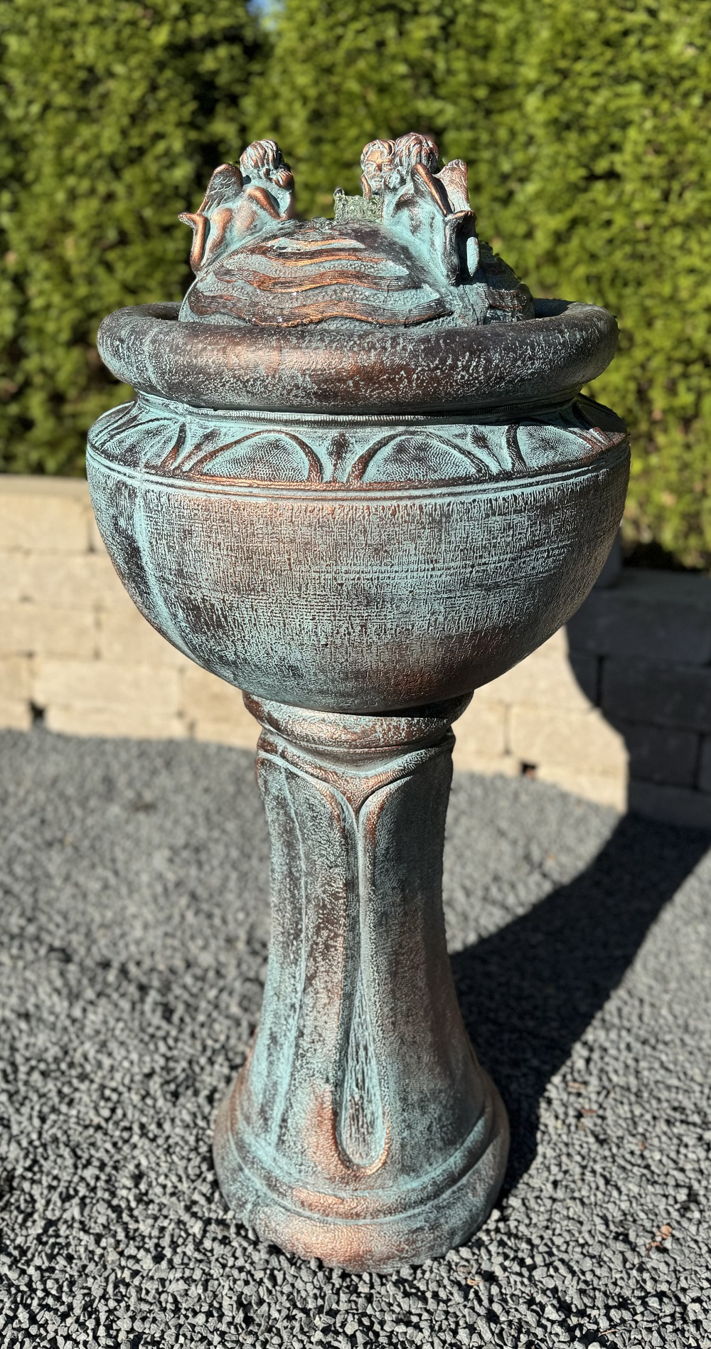 37" Tall Cherub Patio Bubbler Fountain