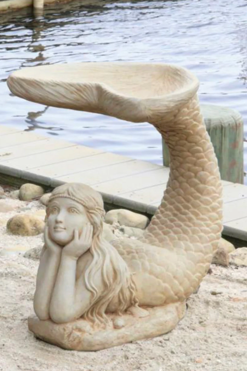 24" One Piece Mermaid Bird Bath