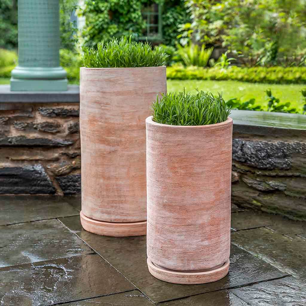Sgraffito Planter, Tall S/2 - Terra Cotta