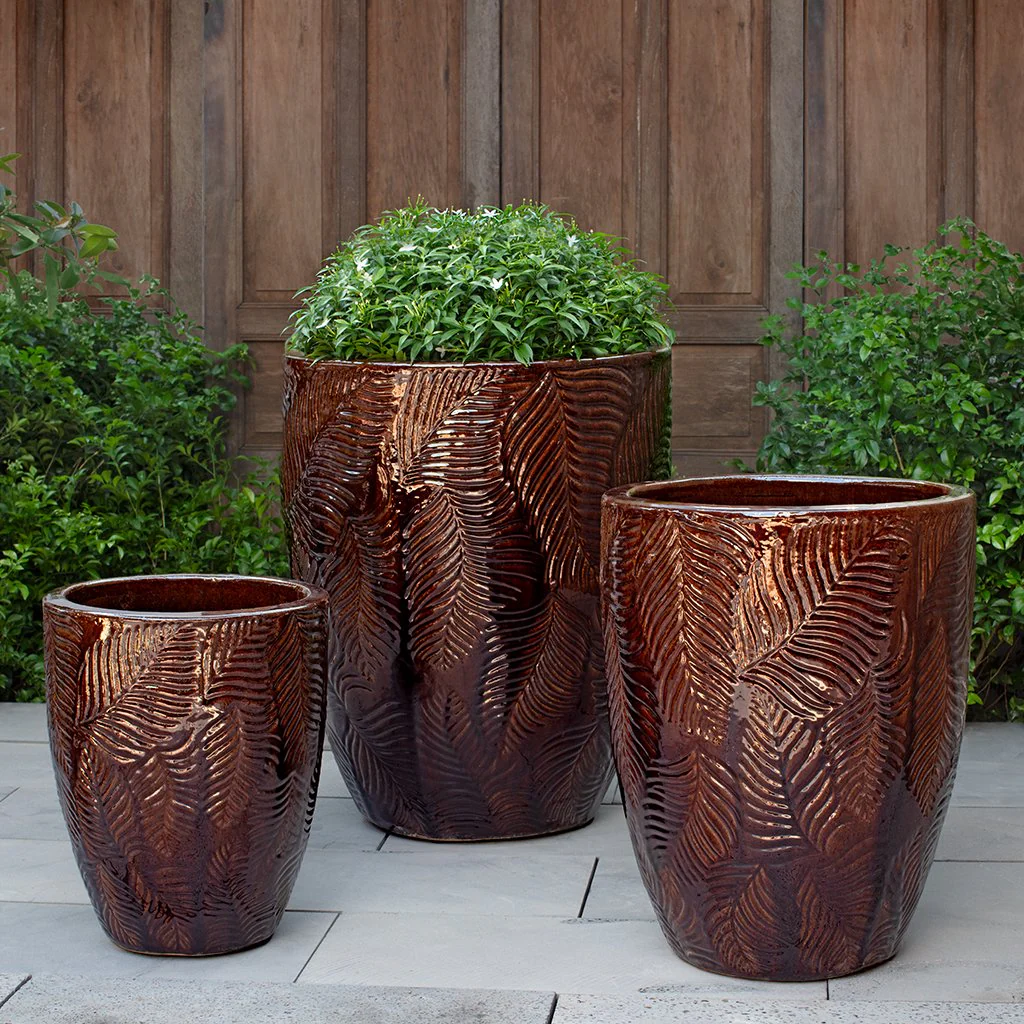 Tropicale Planter, Tall S/3 - Cognac