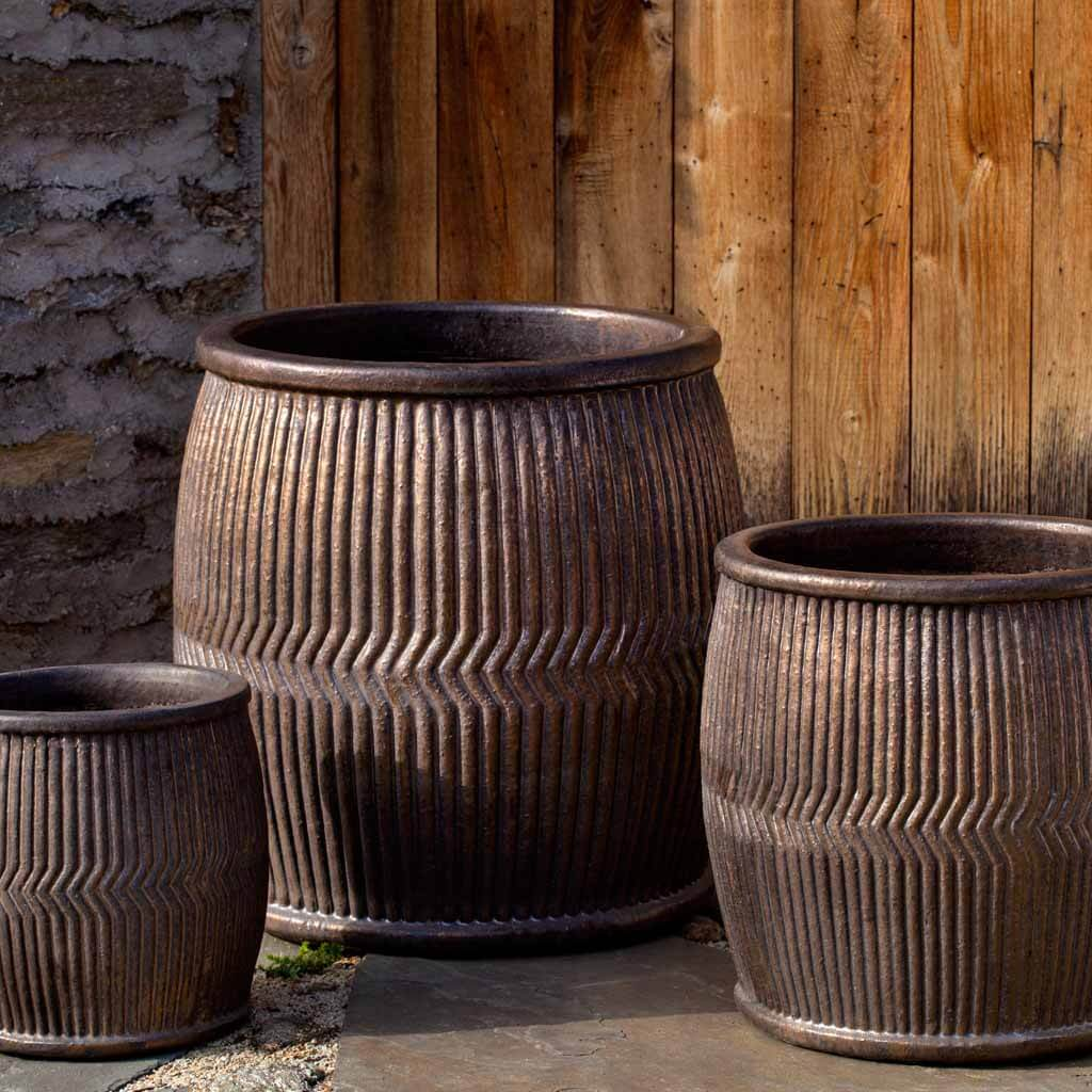 Rain Barrel Planter S/3 - Bronze