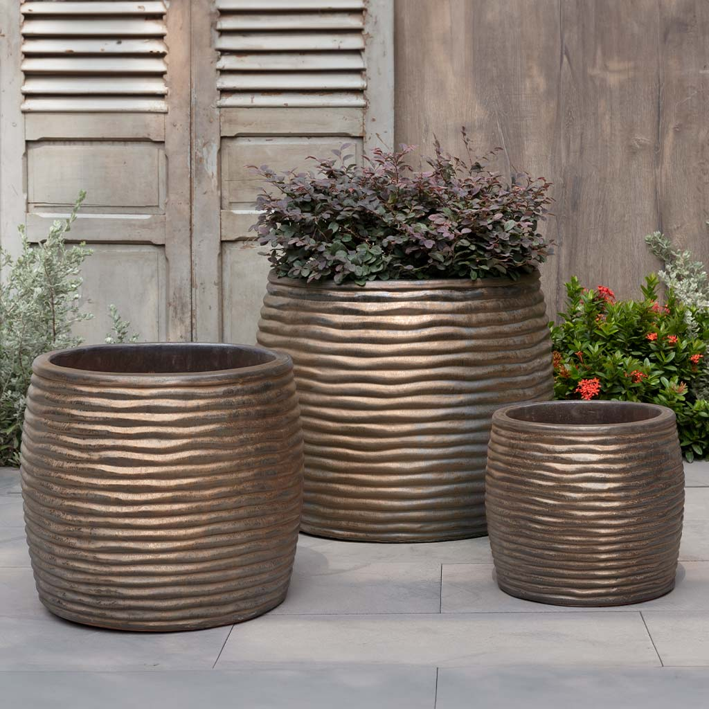 Montauk Planter, Tall S/3 - Bronze