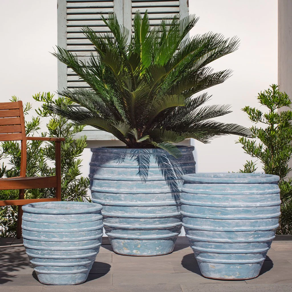 Vari Planter S/3 - Murano Celeste