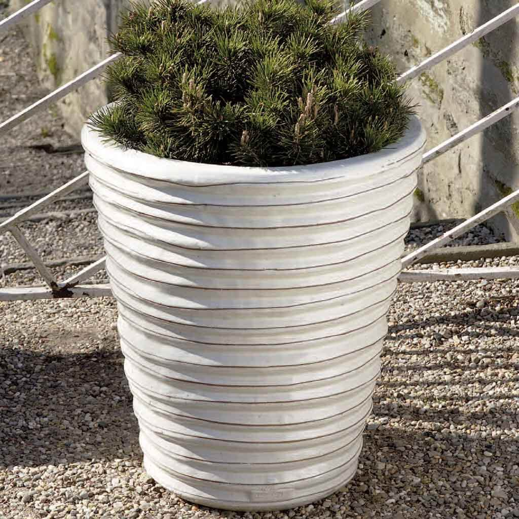 Round Ruffle Planter S/3 - Antique White