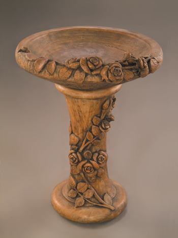 Climbing Roses Concrete Bird Bath - Thumbnail 2
