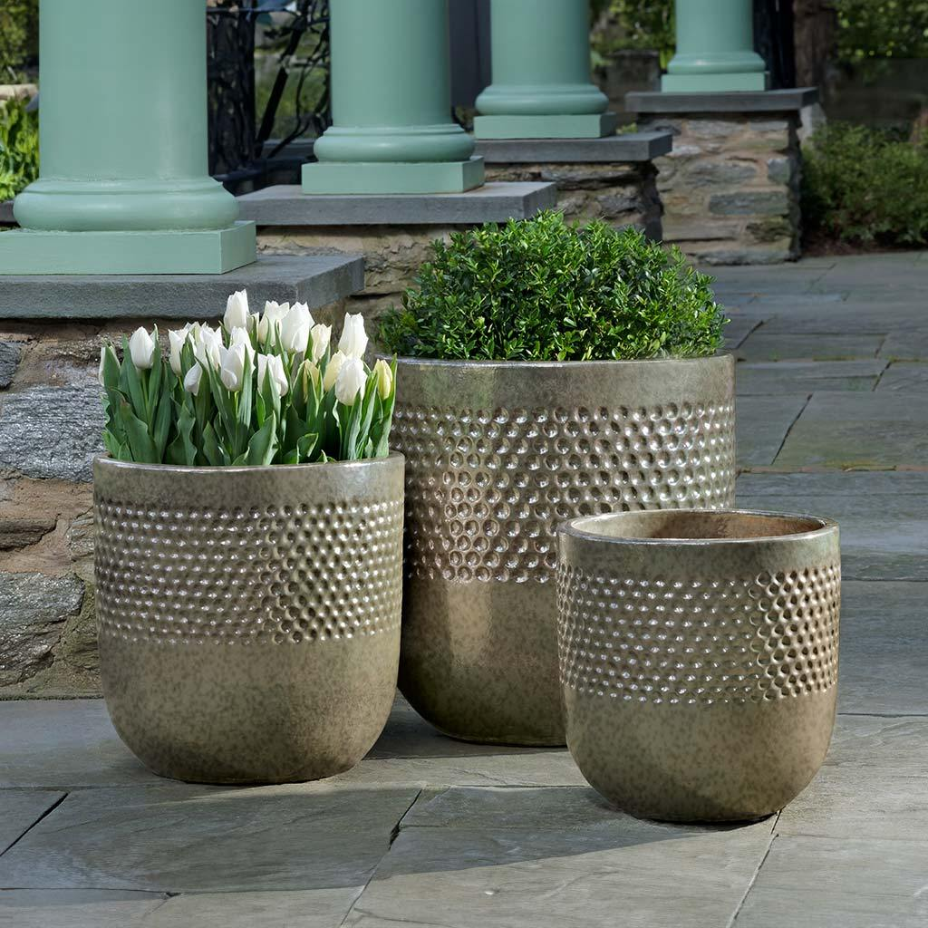 Banded Coin Pot S/3 - Crystal Green
