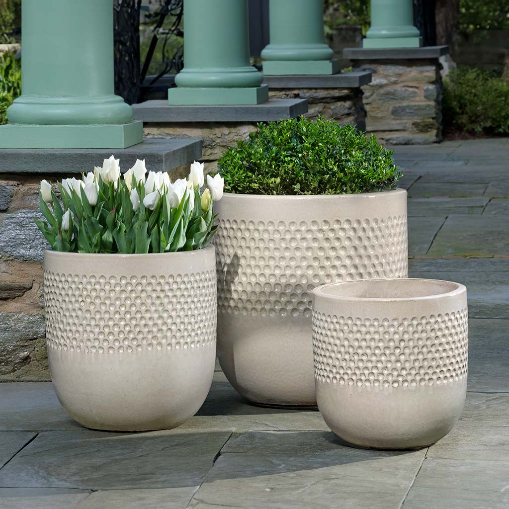 Banded Coin Pot S/3 - Cream