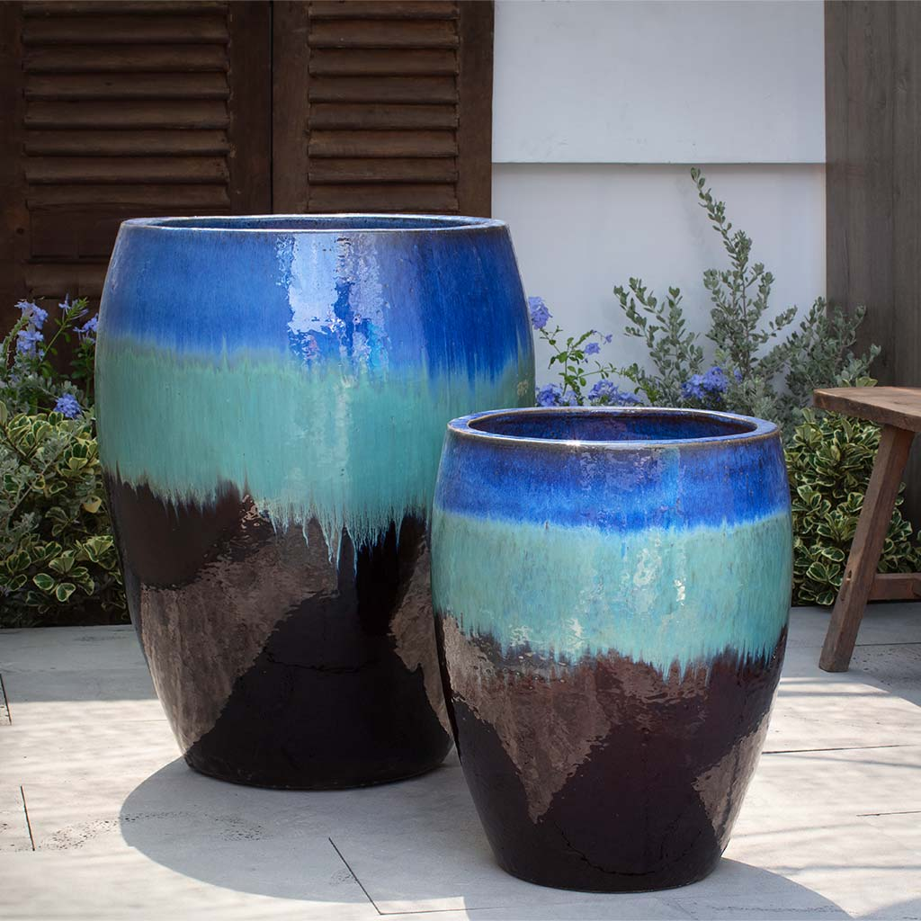 Cabana Planter S/2 - Running Blue/Brown