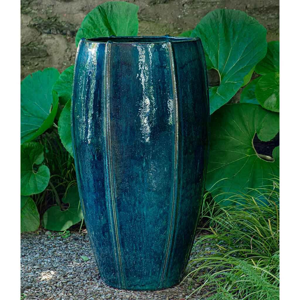 37" Rib Vault Planter, Tall - Indigo Rain