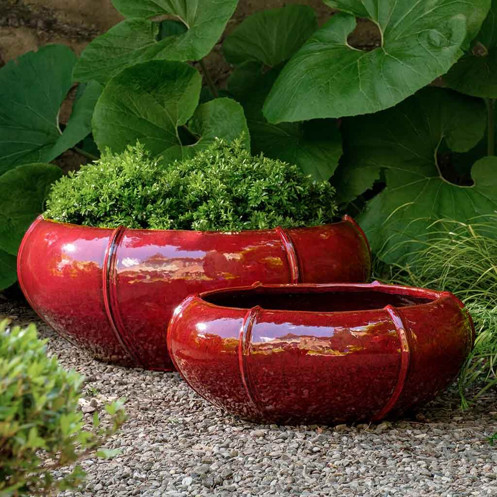 Rib Vault Planter, Low S/2 - Tropic Red
