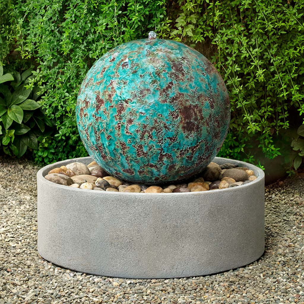 29" Sphere Fountain, Round - Verdigris