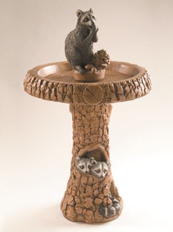 Four Seasons Garden Art Raccoon Birdbath