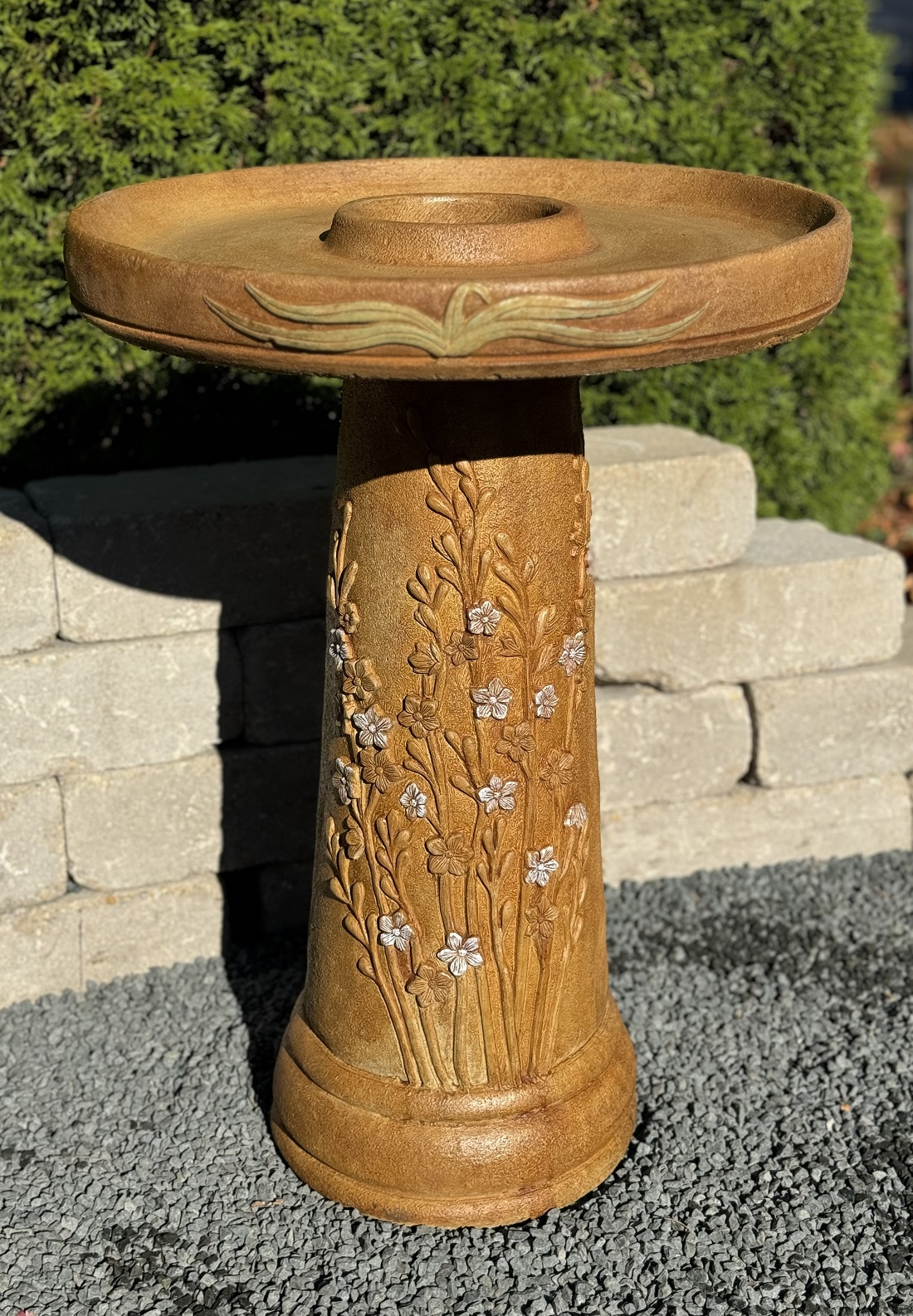 25" Wetlands Flowers Birdbath