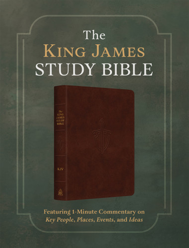 The King James Study Bible: Featuring 1-Minute Commentary on Key People, Places, Events, and Ideas  [Burgundy Sword & Shield]