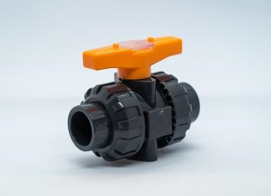 Grey with Orange Handle DIN True Union Ball Valve