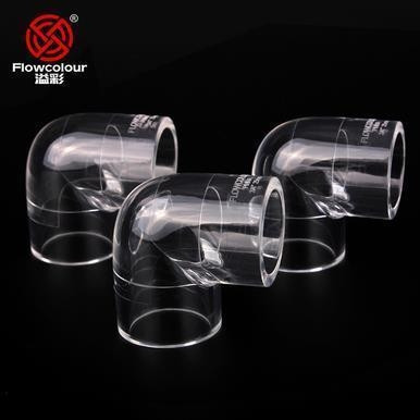 Socketed Clear DIN Acrylic 90 Degree Elbow
